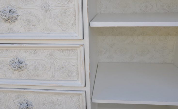 textured wallpapper on dressermakeover