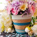 colorful jute wrapped flowerpot