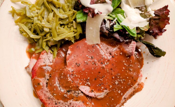 Pepper Crusted Roast Beef Au Poivre Brown Gravy